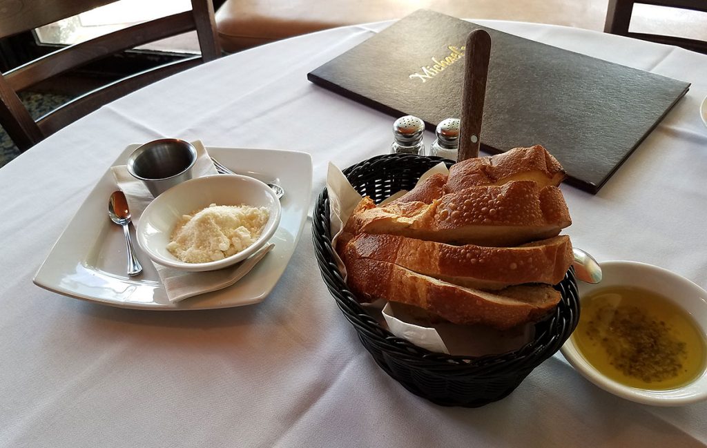 Homemade Italian Bread with herb virgin olive oil dipping sauce at Michael's Trattoria Wallingford CT